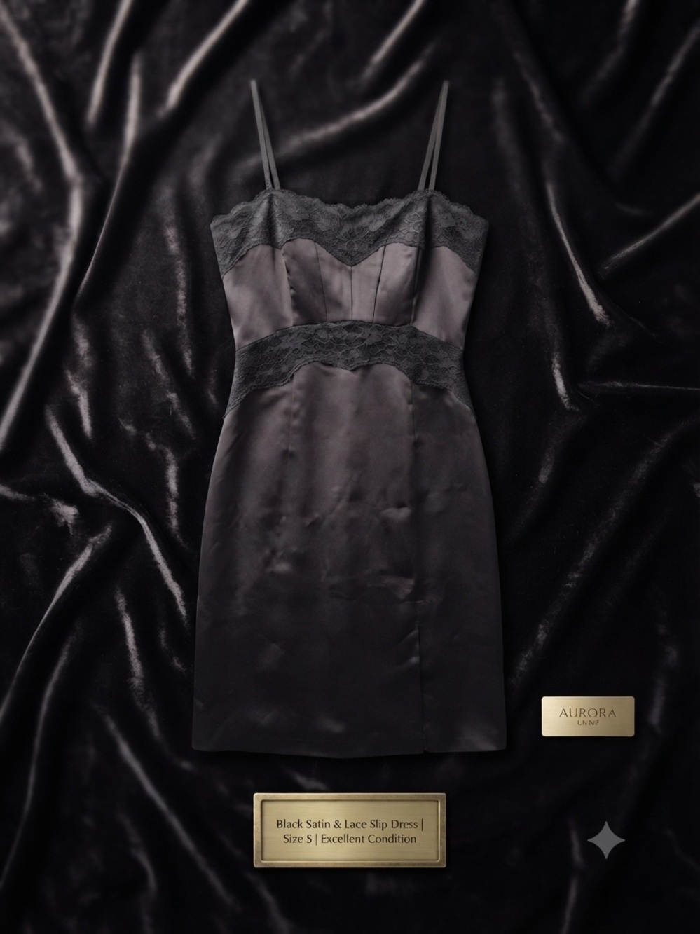 Black Lace-Trim Midi Slip Dress
